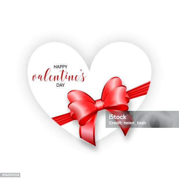 Valentines Day Red Heart Shape Bow Stock Illustration - Download Image Now  - Abstract, Art, Beauty - iStock
