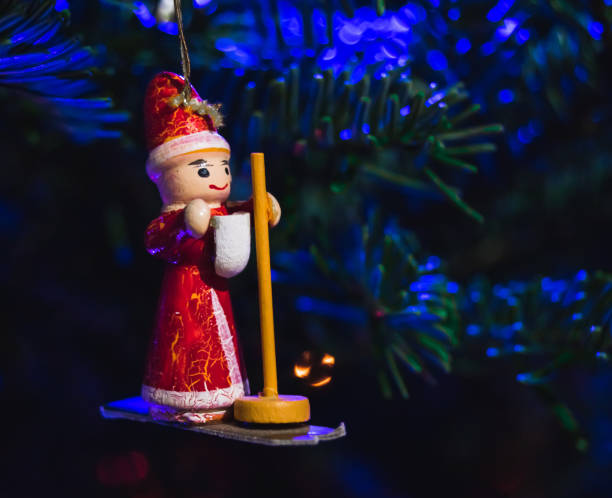 istock Christmas tree decorated by wooden toy 896093880