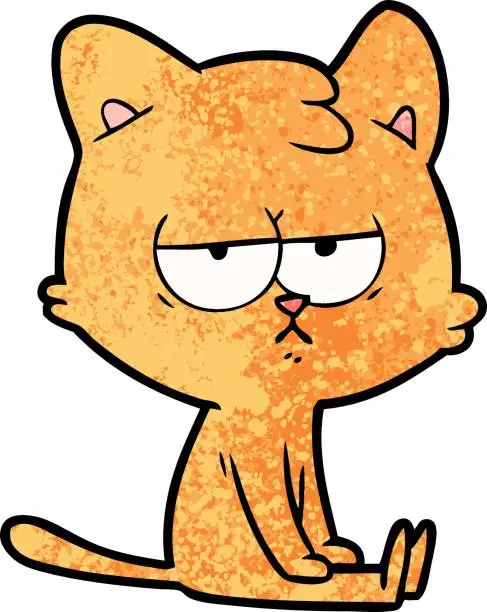 Vector illustration of bored cartoon cat