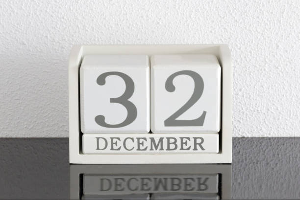 istock White block calendar present date 32 and month December 896114936