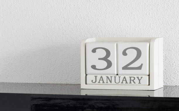 istock White block calendar present date 32 and month January 896115136