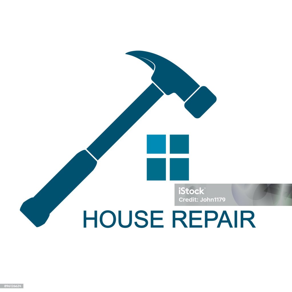 Repair symbol for business Repair and maintenance of home symbol for business Hammer stock vector