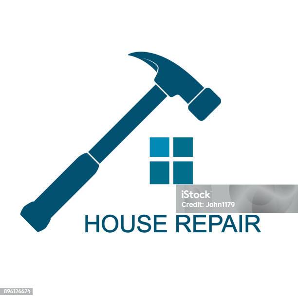 Repair Symbol For Business Stock Illustration - Download Image Now - Hammer, Logo, Building - Activity