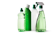 Cleaning: Green Cleaning Products Isolated on White Background