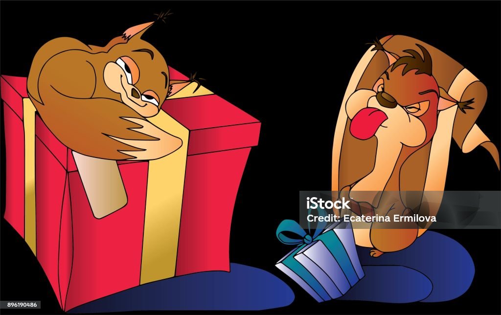 Two Emotional Squirrels With Their Presents Cartoon Characters Isolated  Stock Illustration - Download Image Now - iStock