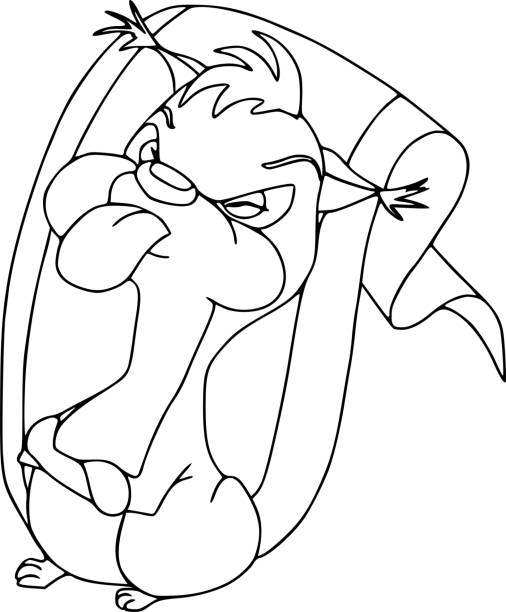 Funny squirrel, offended person. Cartoon characters, isolated, emotions, coloring outline Funny squirrel, offended person. Cartoon characters, isolated, emotions, coloring outline. background of the crazy squirrel stock illustrations