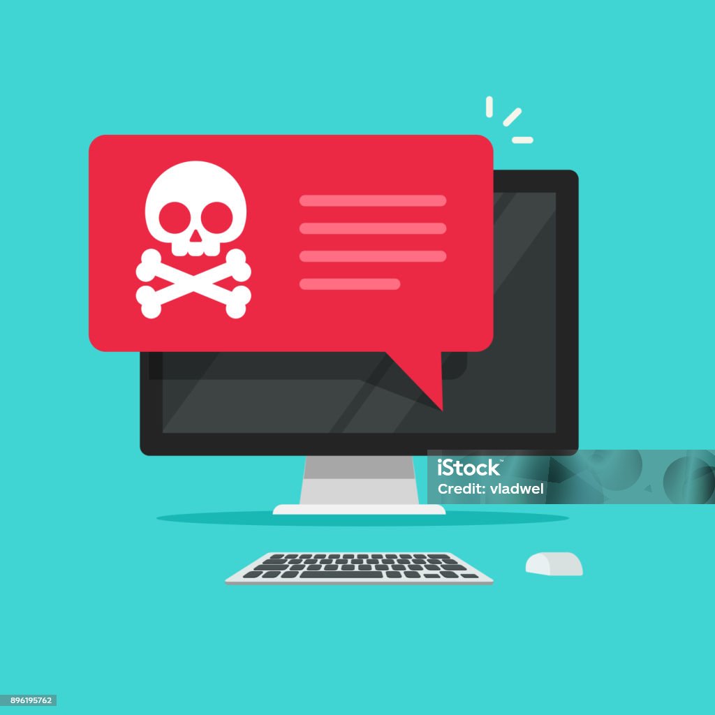 Fake Computer Alert Alert Notification On Desktop Computer Vector Malware Concept Spam Data ...