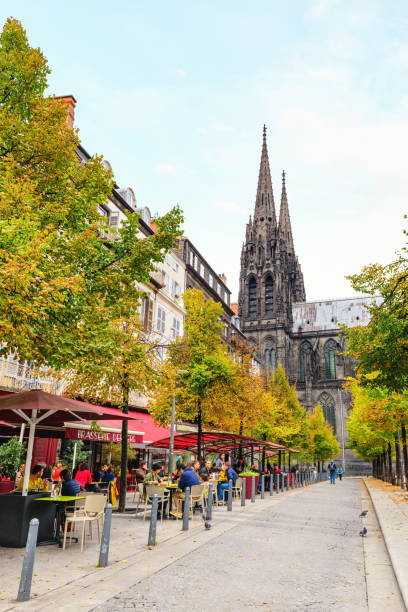 Old city centre of the Clermont Ferrand stock photo
