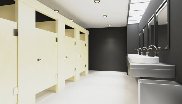 istock Hotel bathroom peeing toilet. 3D rendering. 896212102
