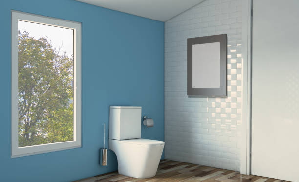 istock Spacious bathroom, clean, beautiful, luxurious, bright room. 3D rendering. 896212762