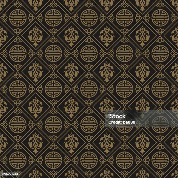 Dark Wallpaper Chinese Pattern Stock Illustration - Download Image Now - Chinese Culture, Pattern, Chinese Ethnicity