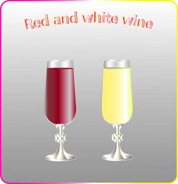 Glasses Of Red And White Wine On A Neutral Background Stock Illustration -  Download Image Now - iStock