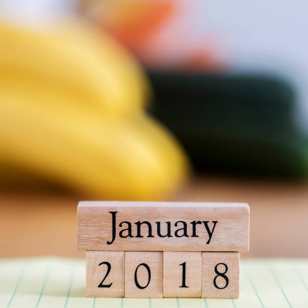 istock Wooden blocks display January 2018, a new year 896240704
