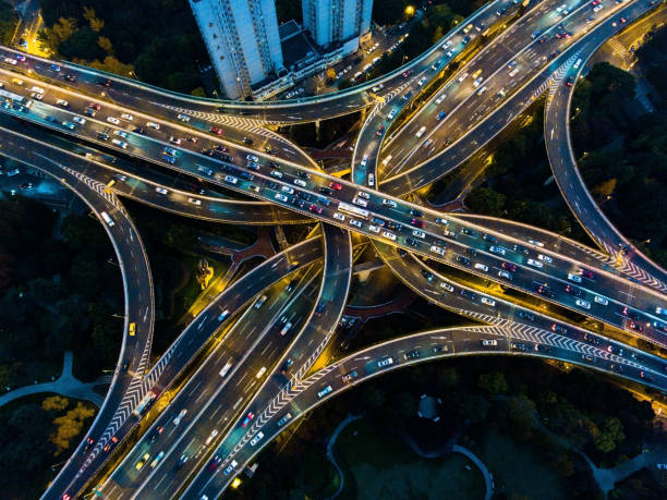 istock Highway junction aerial view 896250468