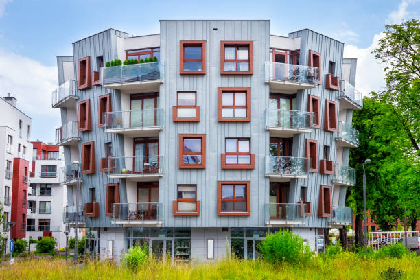 istock Modern metal facade of apartment building 896250754