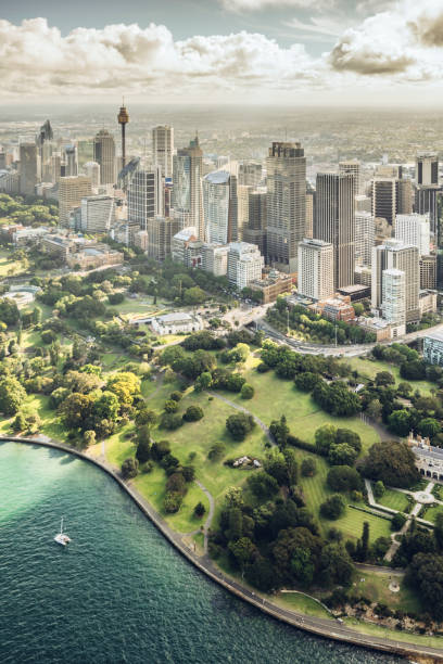 aerial view of Sydney from a helicopter, NSW, Australia.