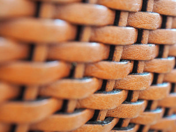 istock Close up weave leather texture background, in brown color 896259378