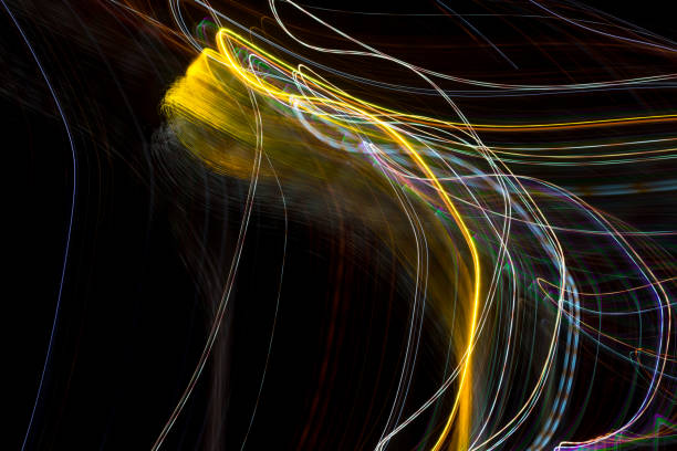 istock Abstract light lines on black background. Light trails against dark background. 896259778