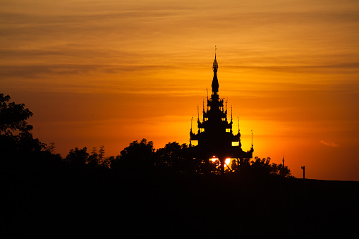 Pagoda at Sunset in Myanmar