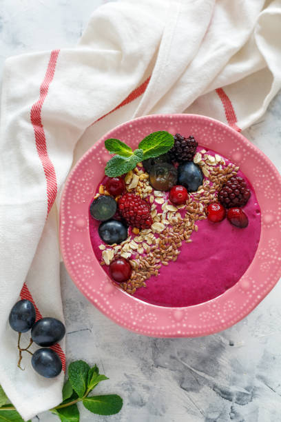 istock Red smoothie bowl with beets and berries. 896267184