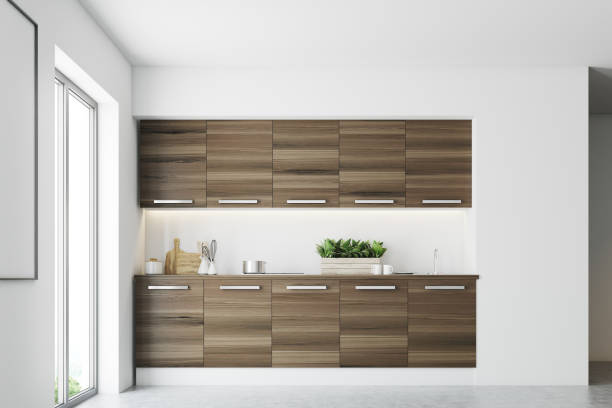istock White and dark wooden kitchen, poster 896271168