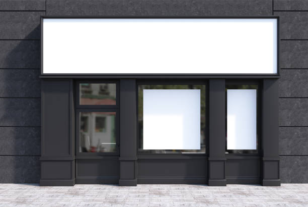 istock Black cafe facade with a poster 896274386