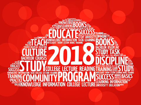 2018 Education word cloud collage, business concept background