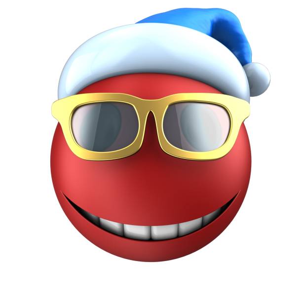 istock 3d red emoticon smile with Christmas hat 896281284