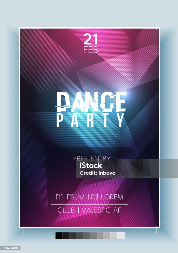 Abstract Dance Party Night Poster, Flyer Template - Vector Illustration Poster stock vector