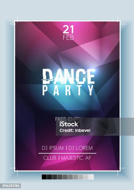 Abstract Dance Party Night Poster Flyer Template Vector Illustration Stock Illustration - Download Image Now