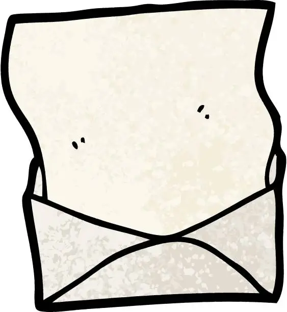 Vector illustration of cartoon letter and envelope