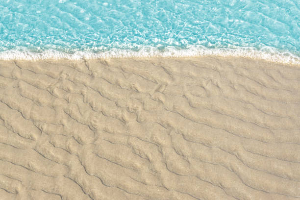 istock Soft wave of blue ocean on sandy beach. Background / Sand and wave at the beach background. Drop space on bottom for text and other. 896288738