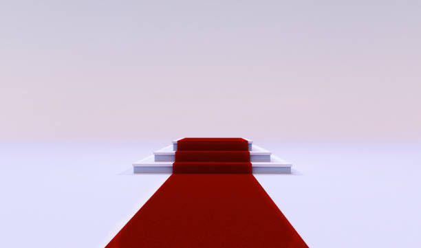 istock 3d rendering of red event carpet with stairs in the end isolated on a white background. 896288852