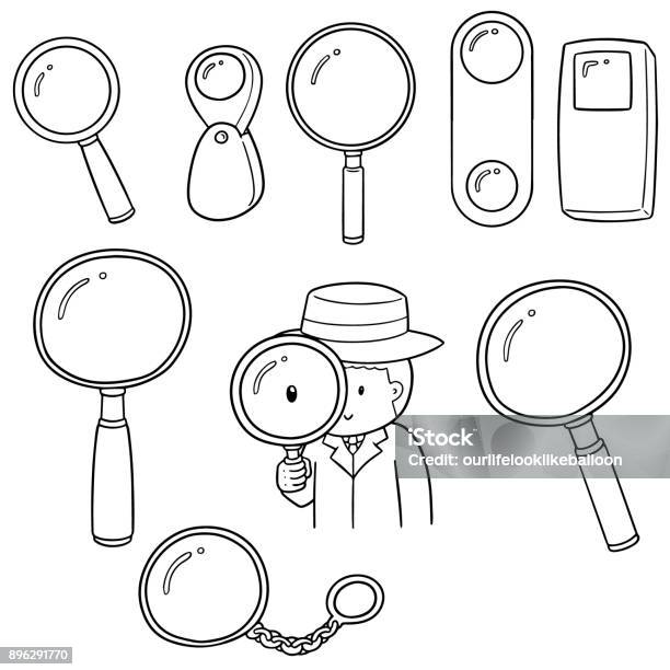 Magnifying Glass Stock Illustration - Download Image Now - Magnifying Glass, Doodle, Analyzing