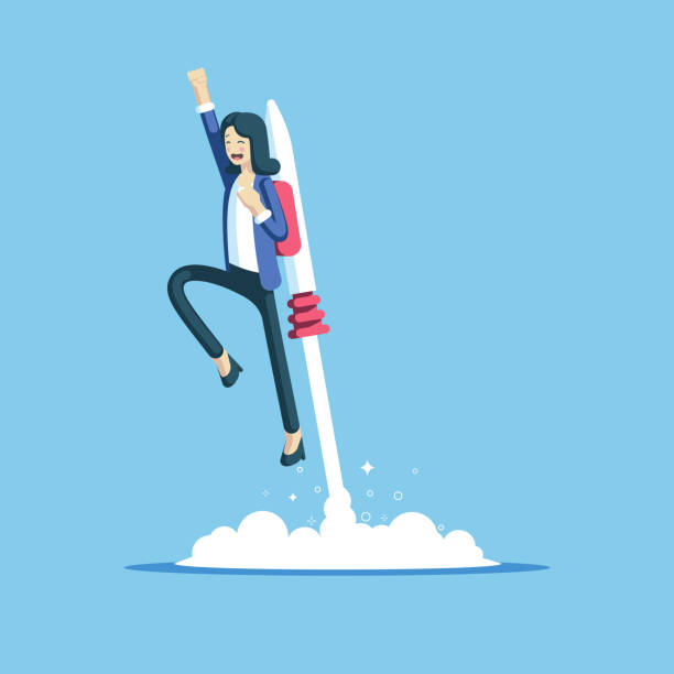 사업가 jetpack - rocket booster 이미지 stock illustrations