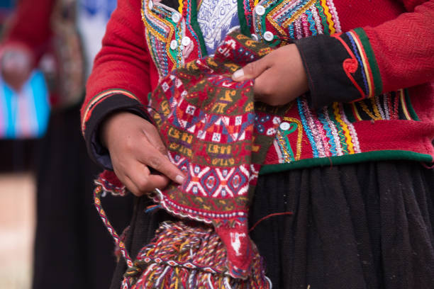 istock Traditional Quechua hand-loomed textiles. 896311326