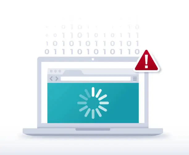 Vector illustration of Net Neutrality Laptop Internet Loading Slow