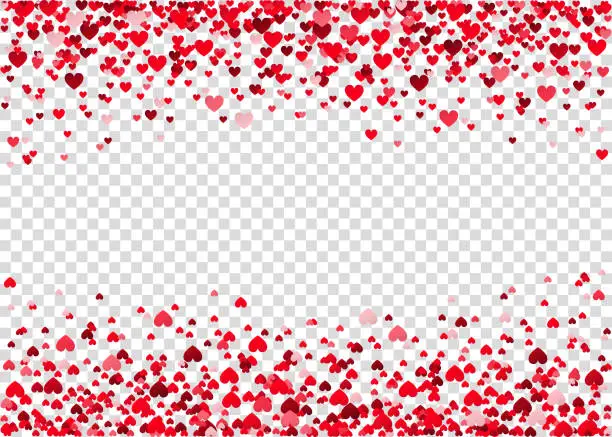 Vector illustration of Red flying heart confetti.