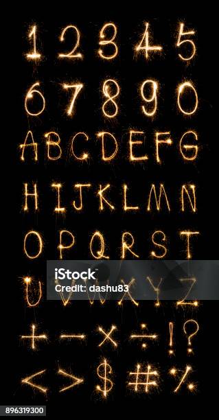 Sparkler Firework Light Alphabet Stock Photo - Download Image Now - Glittering, Typescript, Alphabet