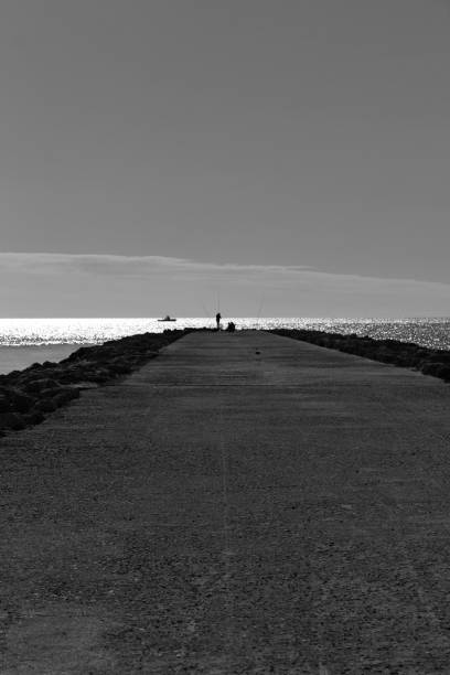 istock Fishing day on a breakwater under the sun 896319596