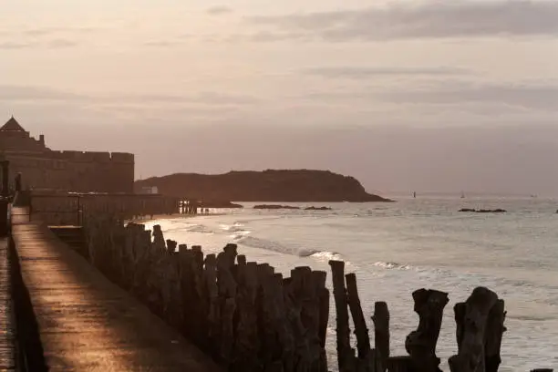 Photo of The coast of Saint Malo at sunset, in the Normandy/France.