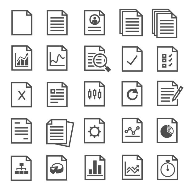 ilustraciones, imágenes clip art, dibujos animados e iconos de stock de iconos de documento - symbol computer icon ring binder file