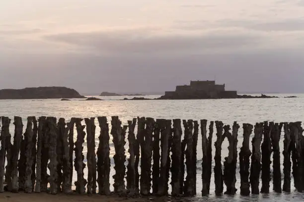 Photo of The coast of Saint Malo at sunset, in the Normandy/France.