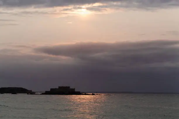 Photo of The coast of Saint Malo at sunset, in the Normandy/France.