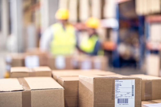 istock Close-up of stack of boxes in a warehouse 896339120