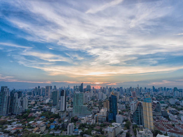 istock Aerial view of dramatic sunset. 896340550