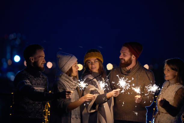 istock Gathering for Christmas night party 896345902