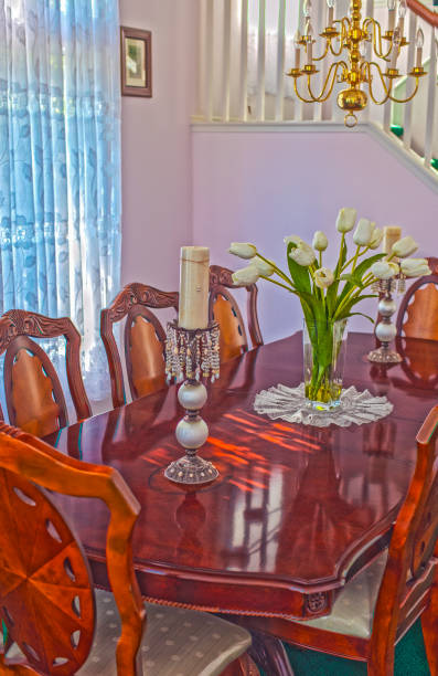 istock Classic Big and Long Old Fashioned Dining Table in Home Environment. 896348846