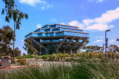 La Jolla, California, USA - April 3, 2017: The Geisel Library on Gilman Drive in the campus of the University of California, San Diego (UCSD).