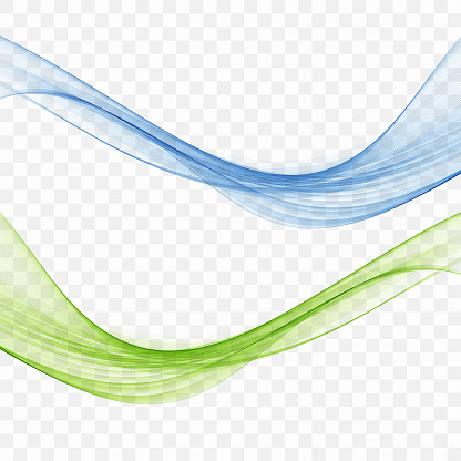 Blue and green wave.Set of abstract transparent waves